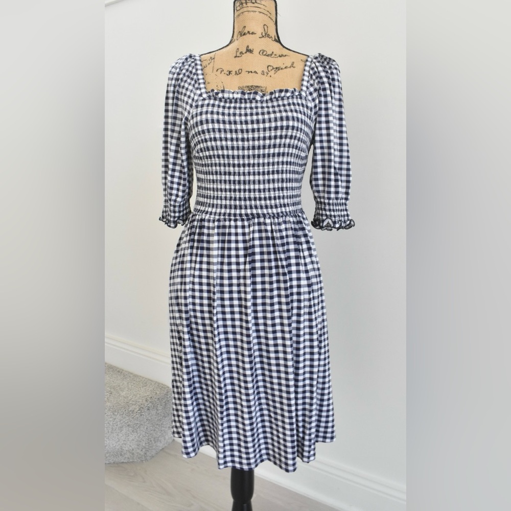 Draper James Gingham Dress, Navy/White Small, NWT.